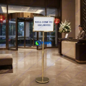 Bảng menu thông tin inox vàng 2 mặt khổ A4 ngang