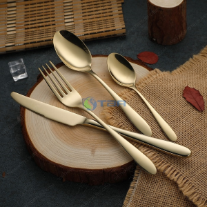 Bộ dao muỗng nĩa inox màu vàng #D1807