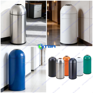 Thùng rác inox hình đạn trụ tròn ASIA-A350