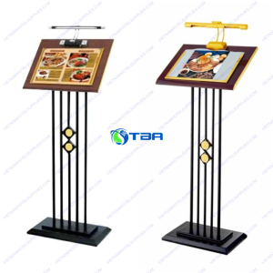 Bảng menu thông tin có đèn chiếu chân đế thép chữ nhật 