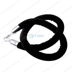Dây nhung trùng màu đen khóa trắng cho trụ chắn