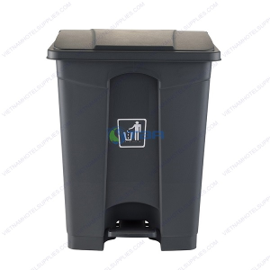 Thùng rác bếp đạp chân nhựa màu xám 68L