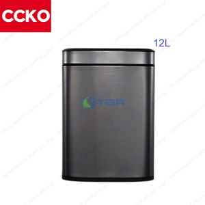 Thùng rác chữ nhật CCKO màu đen 12L #CK9906-12B