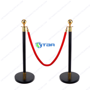 Cột chắn màu đen đầu tròn inox mạ vàng dây trùng