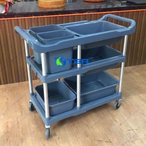 Xe đẩy thu dọn bàn ăn khung hợp kim nhôm