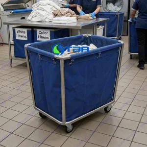 Xe đẩy vệ sinh thu gom đồ vải tiệm giặt ủi