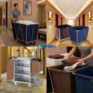 Xe thu gom đồ vải inox cho khách sạn và bệnh viện